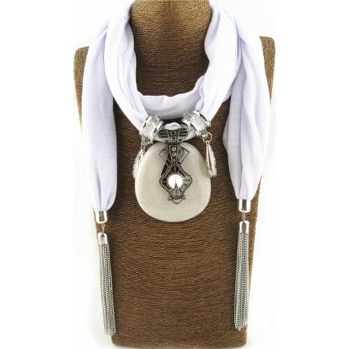 Fashion New Pendant Scarf Necklace for women Long Tassel Black / white / khaki Cotton Necklaces Necklaces Jewelry Gift