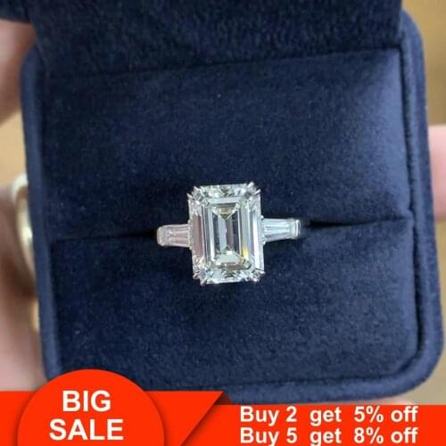 Luxury Promise ring 100% Real 925 Sterling silver Emeald cut AAAAA cz Engagement Wedding Rings for women Statement Party Jewelry
