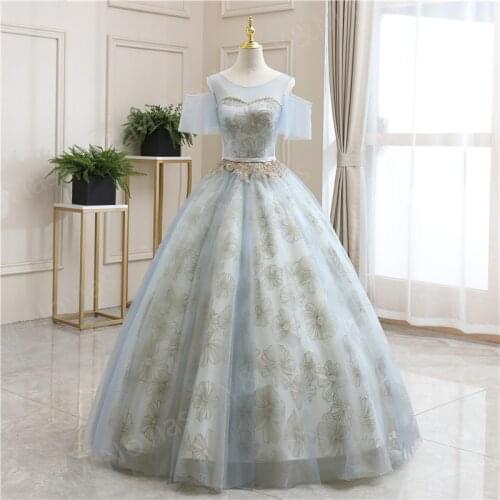 Off the Shoulder Quinceanera Dress Elegant O-Neck Party Prom Ball Gown Half Sleeve Sweet Quinceanera Dresses Plus Size Vestidos