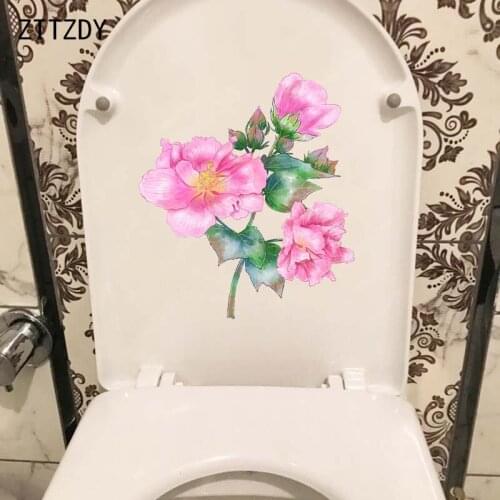 ZTTZDY 21*23.1CM Pink Hibiscus Flower Home Bedroom Wall Decal Decor Toilet Seat Stickers T2-0413