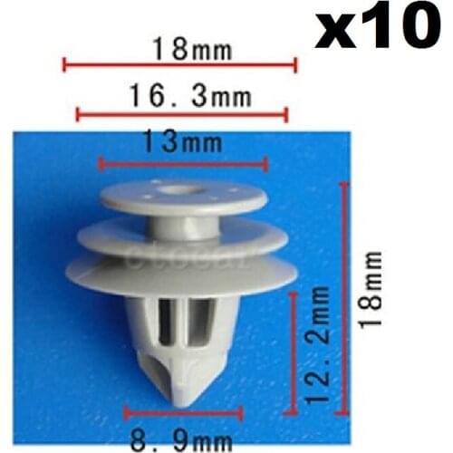 10pcs OEM Nylon Door Trim Panel Retainer Clip 18x12mm 91560-SLJ-J01 For Honda Acura For Civic, For CR-V & For Pilot / Universal