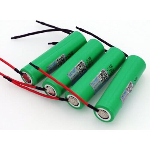4 PCS... VariCore New 18650 2500 mAh Rechargeable Battery 3.6V INR18650-25R 20A Discharge + DIY Silica Gel Cable