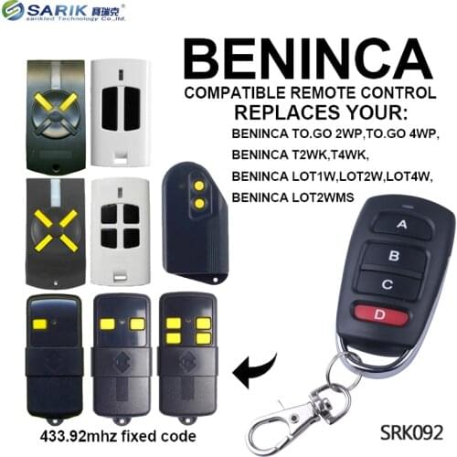 433.92mhz BENINCA TO.GO 4WK, TO.GO 2WP,TO.GO 4WP,T2WK,T4WK,LOT1W,LOT2W,LOT4W,LOT2WMS remote control duplicator free shipping