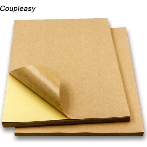 50Pcs/Lot 11 Colors Kraft Paper Self-adhesive Printing Paper Writing Ink-jet Laser Printing Paper A4 Waterproof Printing Sticker