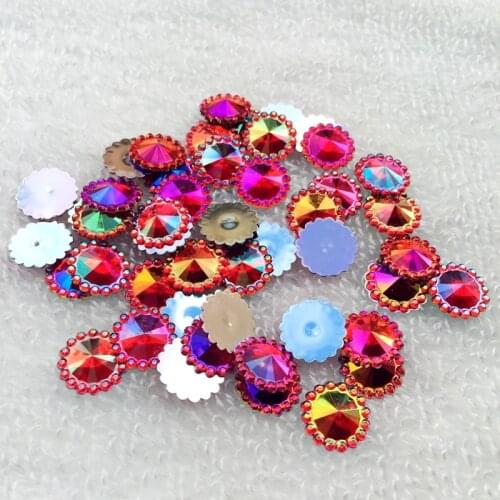 80pcs Nail Crystal Rhinestone AB Color Acrylic Flatback Tips Manicure Nail Art 3D Decoration in Wheel/ Wedding buttons-B111