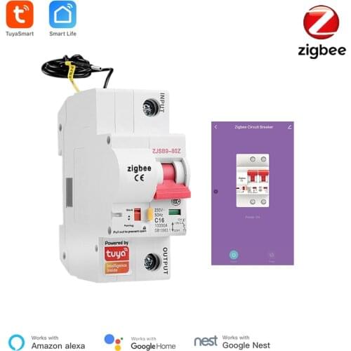 Tuya Smart Zigbee Circuit Breaker 1P Automatic Switch Overload Short Circuit Protection Alexa Google Home Compatible Zigbee 3.0