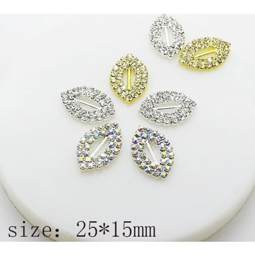 New 10Pcs 25*15mm Three-dimensional rhinestone Shiny Diy apparel jewelry Accessories Rhinestone lipsWedding decoration caps