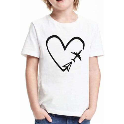 Cute heart cartoon t shirt for girls tshirt airplane girl t-shirt kawaii aircraft airliner kids clothes boys graphic t shirts