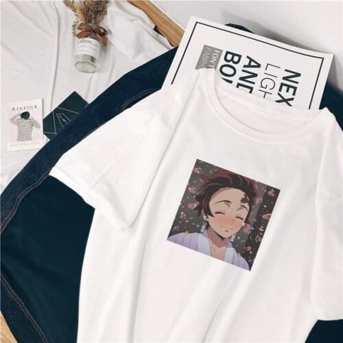 Women Demon Slayer T Shirt Girl Harajuku Kimetsu No Yaiba Clothes Japanese Female Anime T-shirt Kawaii Top,Drop Ship