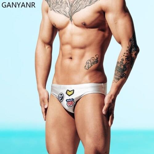 GANYANR Swimming Trunks Mens Swim Briefs Swimsuit Sexy Swimming Shorts Gay Bikini Sungas Thong Swimwear Penis Pouch fashion 2021