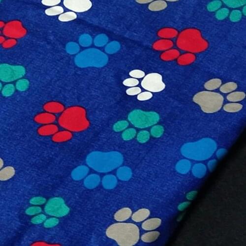 100% Plain Cotton viaPhil Blue Colorful Animal Footprint Printed Fabric Candy Palm Fabric Patchwork Cloth Home Decor