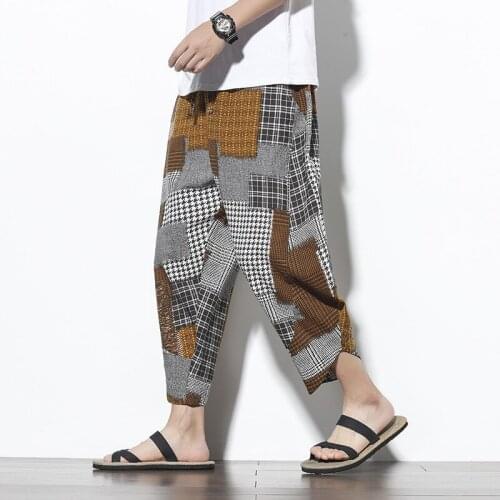 Chinese Style Harem Pants Vintage Casual Pants Male Traditional Japanese Fashion Retro Plus Size Loose Trousers Streetwear