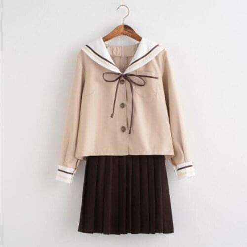 Sailor Suit Jk School Uniform Cute Girl Daily Dress Jpanese Kawaii Preppy Suit Short Long Sleeve Top + Pleated Skirt