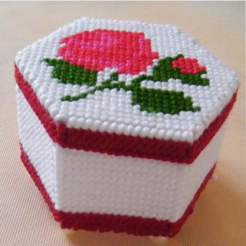Creative simple 5D handmade wool cross three-dimensional embroidery storage storage box jewelry box rose