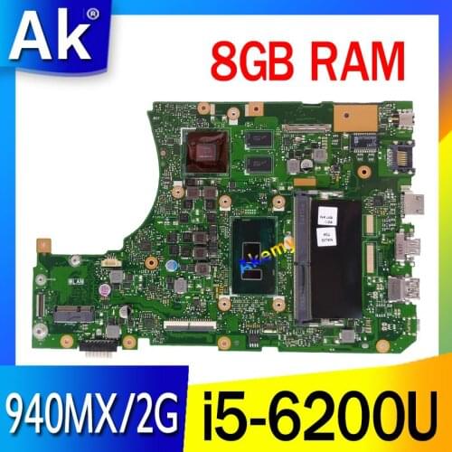 Akemy X556UQ Mainboard W/ 8G/i5-6200U GT940MX/2G For Asus X556UQK X556UQ X556UB X556UJ X556UF X556UV REV 3.1 Laptop Motherboard