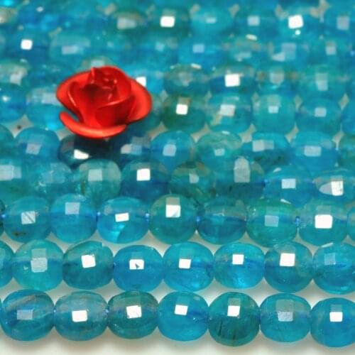Natural Blue Apatite Micro Faceted Coin Loose Beads Wholesale Gemstone Semi Precious Stone Bracelet Necklace Diy Jewelry Making
