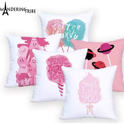 Cartoon Ice Cream Cushion Covers Decorative Sofa Wholesaler Pillowcase Cover Letter Pillowcase Decorative Pillow Painted