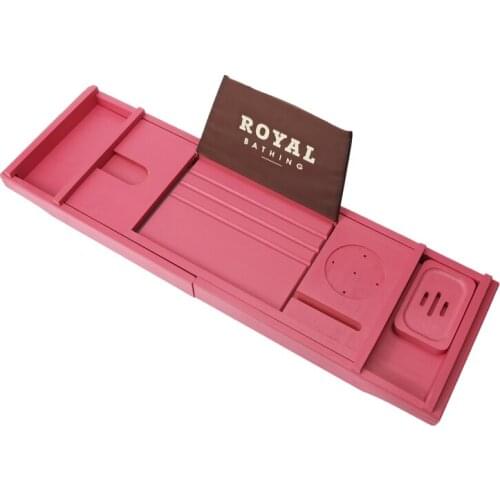 Bathtub Shelf Storage Board Telescopic Anti-slip Bamboo Solid Wood Black and White Pink European Bathtub Rack Bath Stand