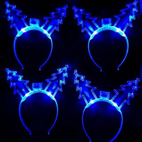 20 Pcs Glowing Lights Tree Headwear Headband Flash Hair Hoop Party for Girl Gift Christmas Halloween