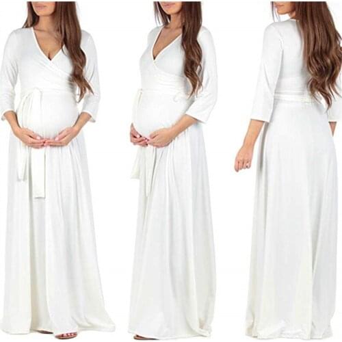 Maternity Photography Props Fancy Maternity Dresses Pregnant Clothes Maxi Stretch Cotton Dress Photography Maternity Dress