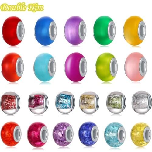 Resin Charm Beads Colored Sequined Cracked Copper Material Big Hole Bead Fit Bracelet Necklace DIY Making Women Jewelry Gift