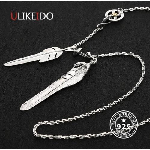 Solid 925 Sterling Silver Feather Necklace For Men Vintage Charms Takahashi Eagle Pendant Eagle Chain New Popular Jewelry P6
