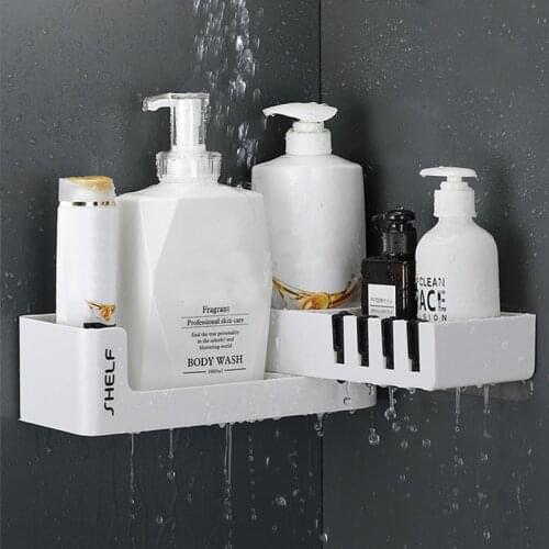 Bathroom Corner Shelf Shower Shampoo Organizer Rotatable Without Drilling With 4 Hooks For Bathroom Basket Kitchen Storage