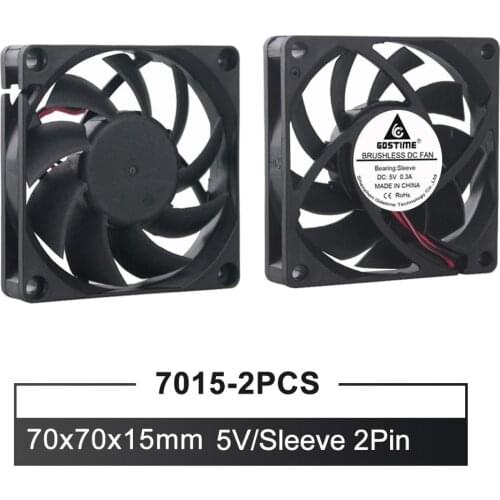 2 pieces Gdstime 70mm 7cm 7015 DC Brushless 5V 2PIN PC Laptop Computer Industrial Cooling Fan