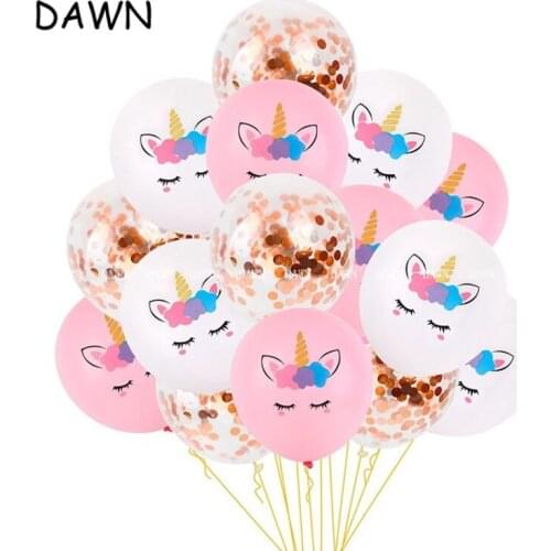 12pcs/lot 12 Inch Unicorn Balloon Rose Gold Confetti Balloon Baby Birthday Wedding Party Decoration Latex Balloons Supplies