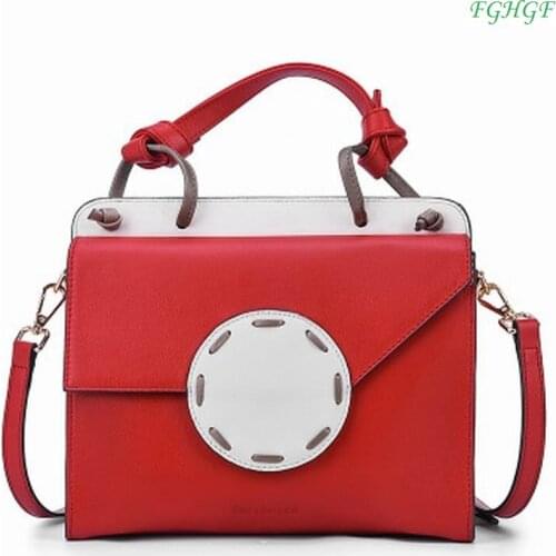 New leather personality ladies handbag shoulder top layer cowhide European and American fashion Messenger bag
