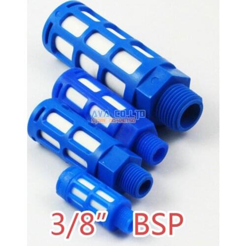 10 Pieces 3/8" BSP Pneumatic Blue Plastic Silencer Connector Noise Reduce Air Valve Muffler Fitting