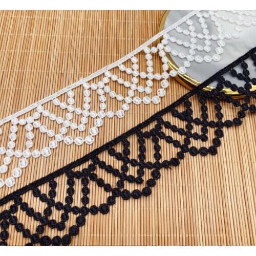 2 Yards/lot 4.3cm WIdth White Black Lace Trim Water Soluble Embroidery Lace DIY Fabric Clothing Accessories