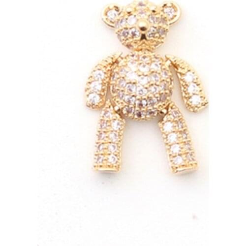 2pcs/lot Metal Nail Art Decoration Movable Limbs Bear Zircon Nail Jewelry Activity Bear Nail Sticker Kawaii Accessories