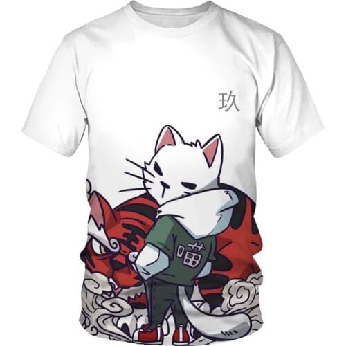 2021 summer new cool mens T-shirt, cute little cat 3D printing pattern mens oversized T-shirt fashion O-neck short sleeves