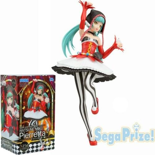 23cm Original Anime Figurine Hatsune Miku Clown Pieretta Collection Kawaii Doll PVC Action Dercation Model Kids Toys For Girls