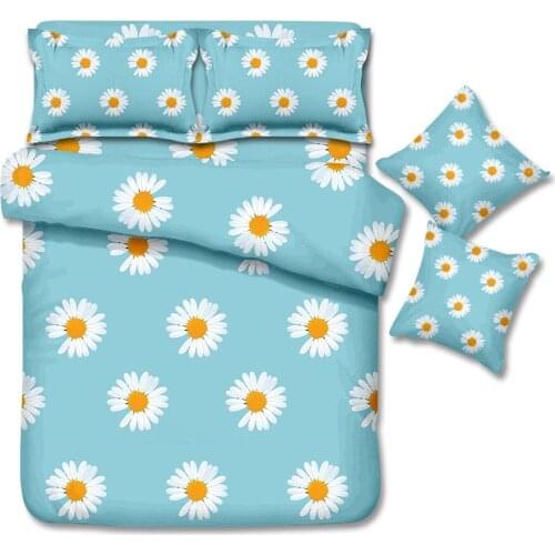 Daisy Fresh Pattern Design Bedding Sets 3/4pcs Girl Woman Floral Bed Collections Zipper Duvet Cover with Pillowcases Sheet