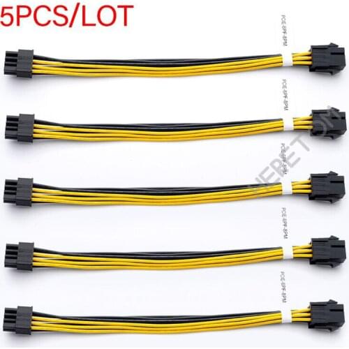 5PCS/LOT PCI Express PCI-E Single 6-Pin Female To 8-Pin Male Video Card Power Adapter Cable 24CM