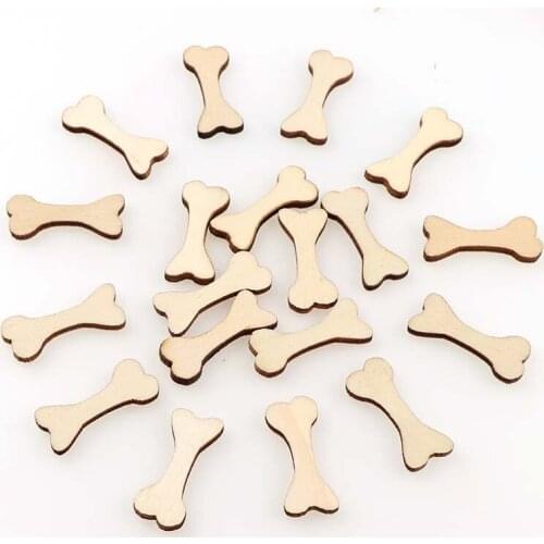 50pc/lot Arts&Crafts Wood Dog Bone Cutouts Unfinished Wooden Blank Crafts DIY Decor For Projects Ornaments Wedding Decoration