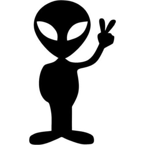 7.5*12.5CM ALIEN Peace Sign We Come In Peace Body Car Sticker Fun Personalized Car Stickers Motorcycle Decals CT-806