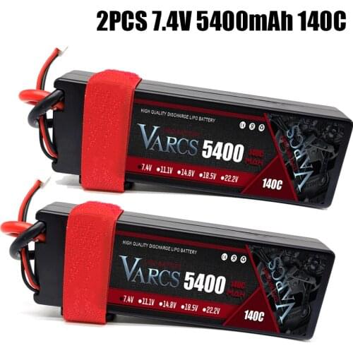 2PCS VARCS Lipo Batteries 2S 7.4V 5400mAh 140C/280C HardCase for RC 1/8 /10 Car Off-Road Buggy Truck Boats Drone salash Parts