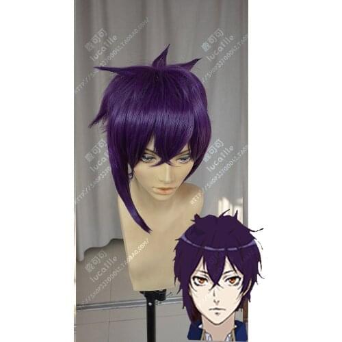 Anime Dance with Devils Shiki Natsumezaka Cosplay Wig Short Dark Purple Heat Resistant Synthetic Hair Wigs + Wig Cap