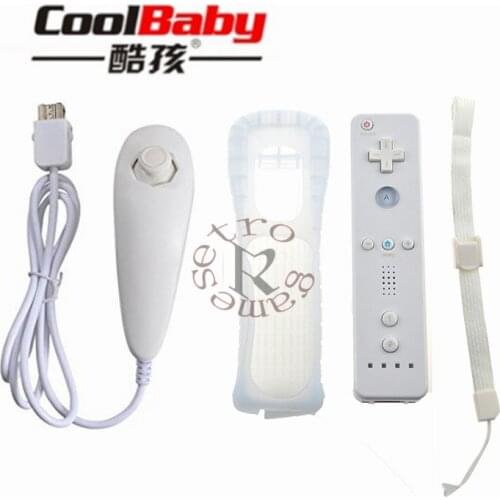DHL 10pcs/lot 2 in 1 Wireless GamePad Remote Controller Without Motion Plus + Nunchuck For Nintendo Wii Controller Joystick