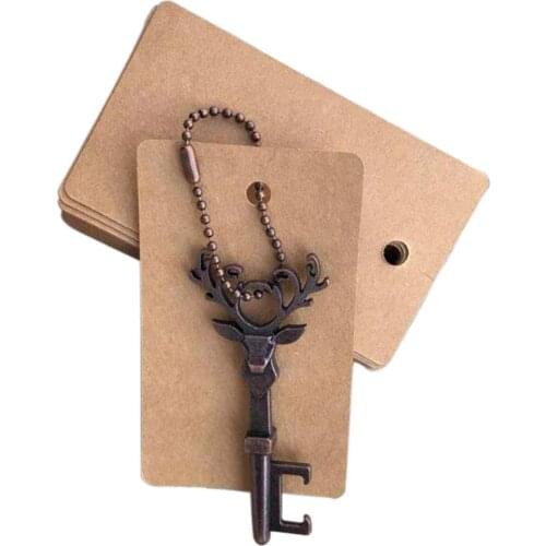 Retro Deer Head Key Pendant KeyChains Beer Bottle Opener Drink Corkscrew Bag Key Rings Gift Home Kitchen Supplies Bar Tool