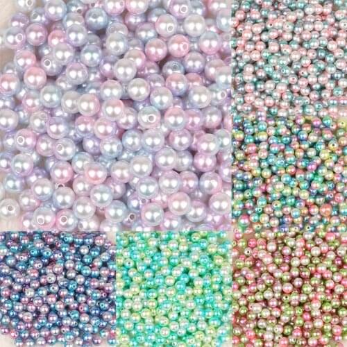 50-500pcs With Hole Acrylic ABS Imitation Pearl Beads 4/6/8/10MM Round Loose Spacer Beads for Jewelry Making DIY Bracelet