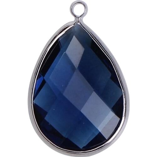 DoreenBeads DIY Findings Pendant Copper & Glass Charms Water Drop Multicolor Faceted Glass Beads 22mm( 7/8") x 14mm, 5 PCs