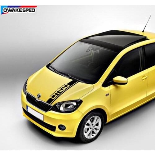 For SKODA-CITIGO Car Hood Bonnet Sticker Sport Stripes Racing Styling Accessories Auto Engine Cover Decor Vinyl Decals