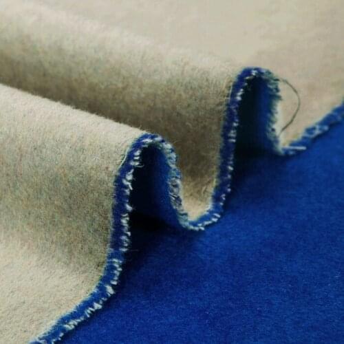 Reversible wool blends fabric-wool-cashmere fabric,doubled,azure,sew for overcoat, top,vest,dress,skirt,suit,pants,craft by yard