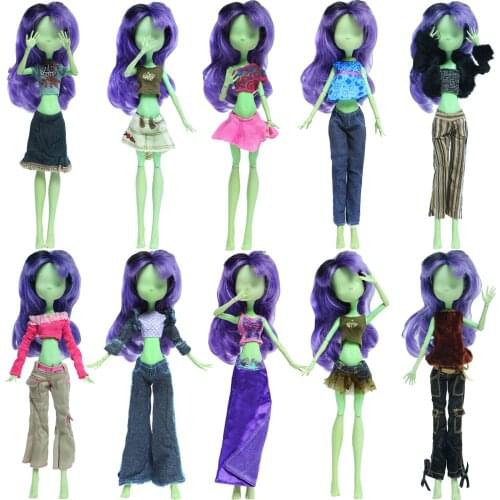 Random 3 Set Handmade Doll Outfit Soft Casual Wear Dressing Clothes for Monster Hight Doll Accessories Girl Playing House Toys