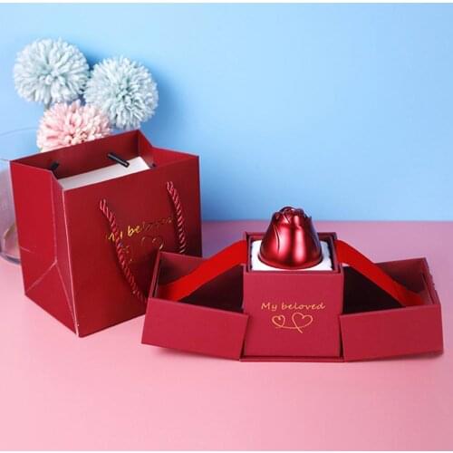 Wedding Anniversary Alloy Rose Lifting Jewelry Gift Storage Box Girlfriend Gift Jewelry Packaging