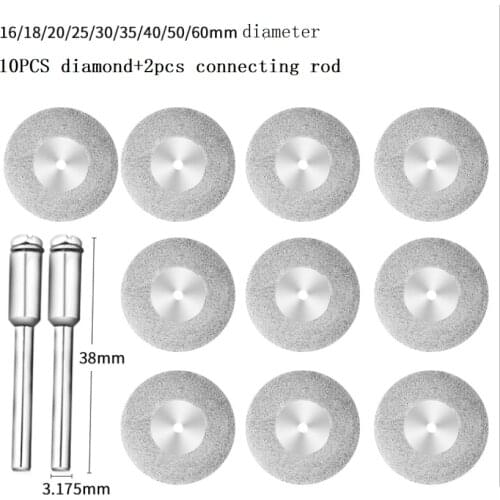 10PCS Mini Abrasive Diamond Cutting Disc Set for Dremel Rotary Cutter Saw Blade Grinding Wheels Disk with Mandrel Power Tools